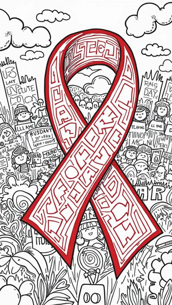 Red Ribbon Week Pages de color